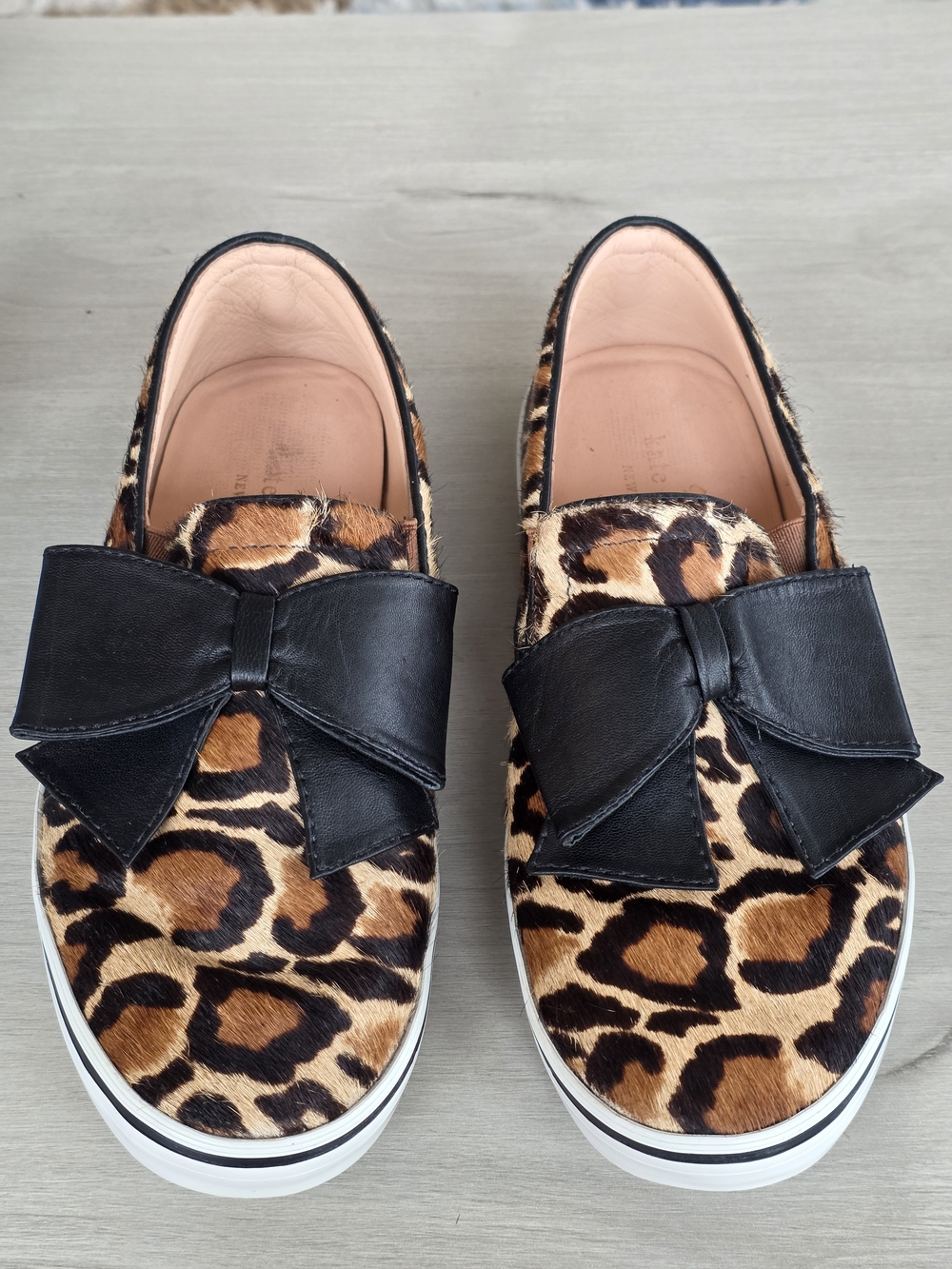 kate spade Leopard-Print Slip-On Mules with Black Bow